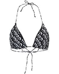 HUGO - Triangle Bikini Top With Repeat Logo Print - Lyst