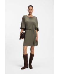 BOSS - Belted Jersey Dress With Cape-Style Detail - Lyst