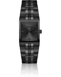 BOSS - Strivo-Horloge Met Zwarte Coating En Streepeffect - Lyst