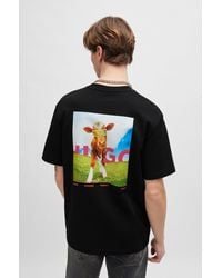 HUGO - Cotton-jersey T-shirt With Back Artwork Print - Lyst