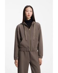 HUGO - Relaxed-Fit Zip-Up Hoodie With Satin Drawcords - Lyst