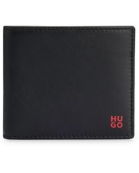 HUGO - Portefeuille en cuir nappa avec logo revisité et poche pour la monnaie - Lyst