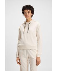 BOSS - Logo-Print Hoodie With Signature-Stripe Cords - Lyst