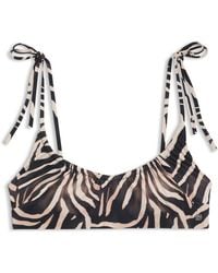 HUGO - Bikinitop Met Print En Tweedelig Logobedeltje - Lyst