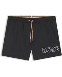 BOSS - Bañador Con Raya Y Contorno Del Logo Estampado - Lyst