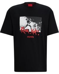 HUGO - T-shirt Van Katoenen Jersey Met Artwork Met Gesprayde Tekst - Lyst