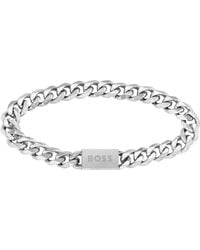 BOSS - Tone Chain Cuff With Logo Closure - Lyst