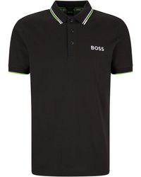 BOSS by HUGO BOSS Poloshirt aus Baumwoll-Mix mit kontrastfarbenen Logos - Schwarz