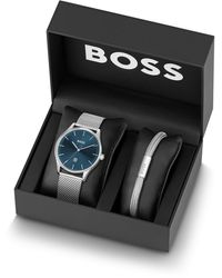 BOSS - Coffret cadeau avec montre et bracelet en acier inoxydable - Lyst