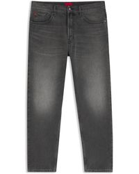 HUGO - Tapered-Fit Jeans Van Denim Met Used-Effecten - Lyst