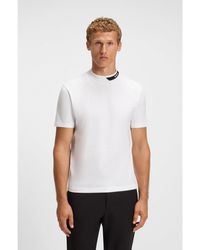 BOSS - Stretch-Cotton T-Shirt With Logo Collar - Lyst