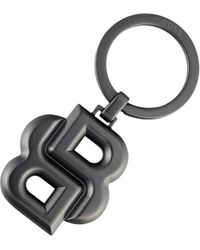 BOSS - Key Ring With Matte-Gunmetal Double B Monogram - Lyst