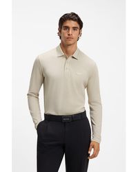 BOSS - Long-Sleeved Cotton Piqué Polo Shirt - Lyst