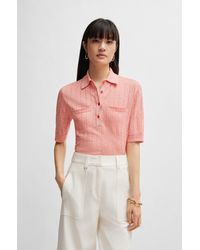 BOSS - Linen-blend Sweater With Polo Collar - Lyst