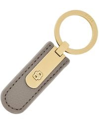 BOSS - Grained Taupe Key Ring With Golden Double B Hardware - Lyst