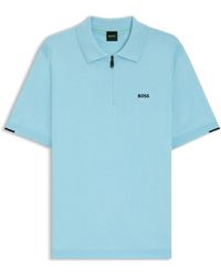 BOSS - Pull À Encolure Polo Zippée En Coton - Lyst