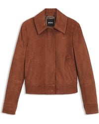 BOSS - Chaqueta De Ante Con Cierre De Cremallera Oculto - Lyst