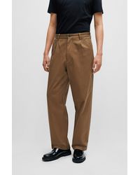BOSS - Relaxed-fit Trousers In Stretch-cotton Twill - Lyst