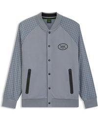 BOSS - Sweatjacke Mit Karo-Print Und Knopfleiste - Lyst