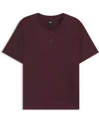 BOSS - T-Shirt Van Gemerceriseerde Katoen Met Double B-Monogram Met Strassteentjes - Lyst
