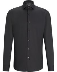 BOSS - Regular-Fit Hemd aus elastischem Baumwoll-Twill mit bügelleichtem Finish - Lyst