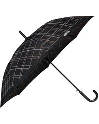 BOSS - Checked City Umbrella With Faux-Leather Handle - Lyst