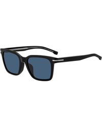 BOSS - Black-acetate Sunglasses With Signature Silver-tone Detail - Lyst