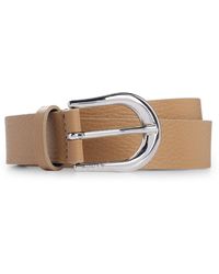 BOSS - Italian-leather Belt With Polished Silver Hardware - Lyst