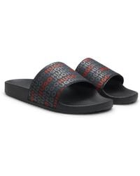 HUGO - Italian-Made Slides With Repeat-Logo Print - Lyst