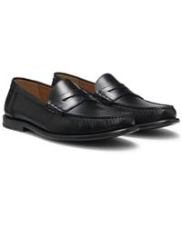 BOSS - Leather Moccasins With Penny Trim - Lyst