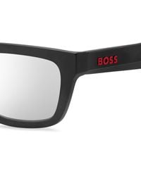 BOSS - Black-acetate Sunglasses With Blue Rubberised Inner Temples - Lyst