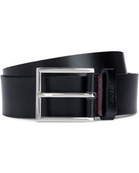 HUGO - Leather Belt With Logo-stamped Keeper - Lyst