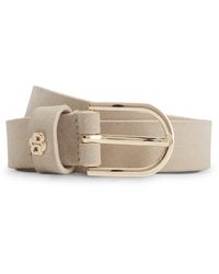 BOSS - Suede Belt With-Tone Double B Monogram - Lyst