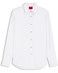 HUGO - Slim-Fit Overhemd Van Katoenen Popeline Met Structuur - Lyst