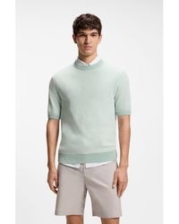 BOSS - Cotton-Blend Sweater With Two-Tone Knitted Structure - Lyst