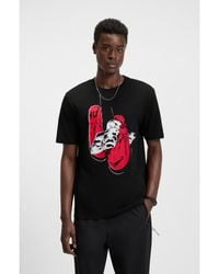 HUGO - Cotton-Jersey T-Shirt With Boxing Artwork - Lyst