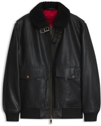 HUGO - Gewatteerde Leren Jas Met Shearlingdetails - Lyst