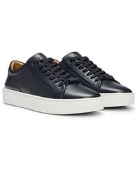 BOSS - Gary Leather Low-Top Trainers With Branded Lace Loop - Lyst