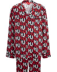 HUGO Relaxed-fit Pyjama Set With Stacked-logo Print - Red