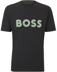 BOSS - Regular-fit T-shirt Van Katoenen Jersey Met Mesh Logo - Lyst