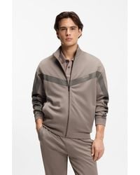 HUGO - Relaxed-Fit Zip-Up Sweatshirt With Chevron Tape - Lyst