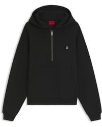 HUGO - Sudadera De Algodón Estructurado Con Capucha Y Cremallera En El Cuello - Lyst