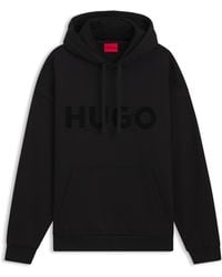 HUGO - Sweat à capuche Oversize en molleton de coton avec logo ton sur ton - Lyst