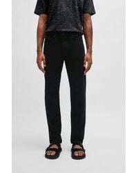 BOSS - Regular-fit Jeans In Stay-black Comfort-stretch Denim - Lyst
