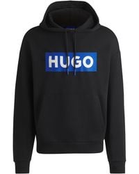 HUGO - Regular-Fit Hoodie Van Sweatstof Met Logoprint - Lyst