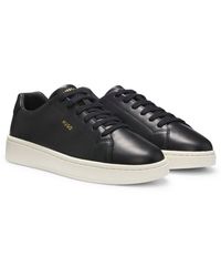 HUGO - Nappa-Leather Trainers With-Tone Logo - Lyst