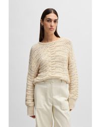 BOSS - Cotton-Blend Sweater With 3D Knit - Lyst