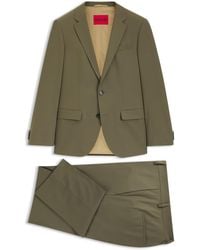 HUGO - Traje Slim Fit De Dos Piezas En Popelín De Mezcla De Lana - Lyst
