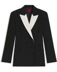 HUGO - Regular-Fit Blazer Met Contrasterende Revers - Lyst