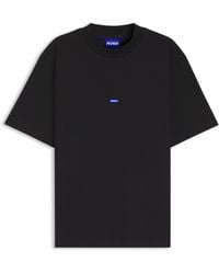 HUGO - T-Shirt Van Katoen Met Geribde Halsboord En Logopatch - Lyst